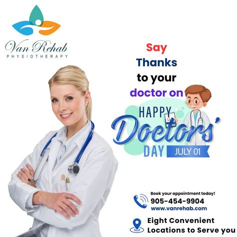 Book your appointment today! 🏆 Brampton’s Top Choice in Physiotherapy Centres 📞 +1 905-454-9904 Learn more: www.vanrehab.com Happy Doctors Day, Doctors Day, Happy Day, Books