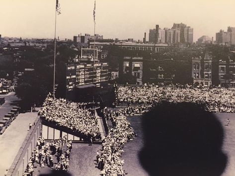 Wrigley Field before the bleachers were built. A ball hit into those fans was a ground rule double! Gabby Hartnett, The Bleachers, Go Cubs Go, Lake Shore Drive, Chicago History, Wrigley Field, High Rise Building, Bleachers, History Lessons