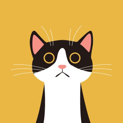 Flat Design Cat Face Yellow  #Yellow #Cat  #Face #Design #Flat Cat Art Illustration, Cat Vector, Yellow Cat, Arte Sketchbook, Cats Illustration, Flat Illustration, Cat Illustration, Cat Face, Yellow Background