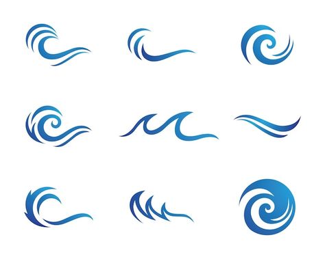 Wind Logo, Air Symbol, Waves Symbol, Peacock Logo, Sea Logo, Surf Vintage, Wave Logo, Waves Vector, Circular Logo