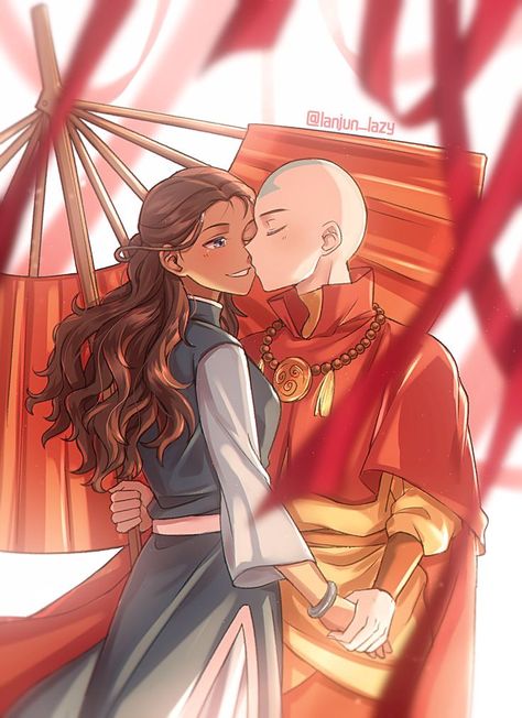 Artist: @lanjun_lazy (Twitter) Aang X Katara, Katara Fanart, Atla Aang, Aang And Katara, Aang Katara, Avatar Ang, Avatar Legend Of Aang, Avatar: The Last Airbender, Avatar Zuko