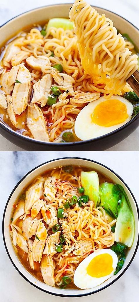 Instant Pot Ramen, Ramen Eggs, Eggs And Vegetables, Hearty Chicken Soup, Chicken Burgers Recipe, Ramen Noodle Recipes, Rasa Malaysia, Hearty Chicken, Chicken Tenderloins