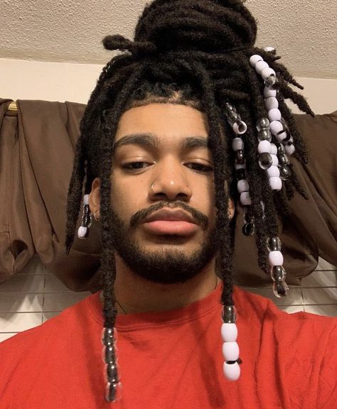 Male Dreadlock Hairstyles Long, Locs Hairstyles Men Dreadlocks, Dreads Ponytail, Loc Aesthetic, Mens Twists Hairstyles, Dreads Hairstyles, Cute Dreads, Dreadlock Hairstyles For Men, Black Men Hairstyles