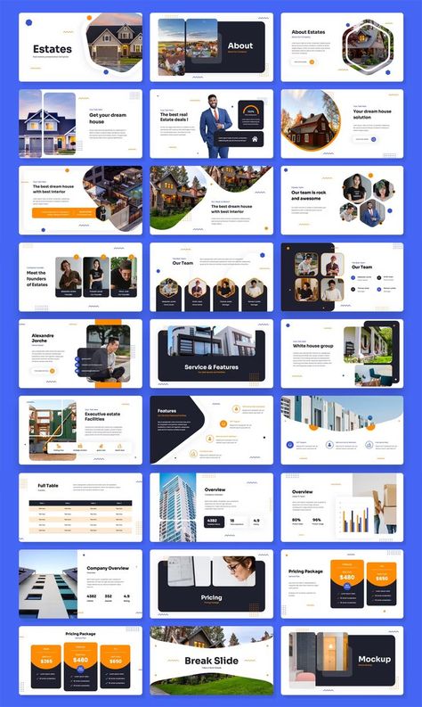 Real Estate Keynote Presentation Template. 40 slides. Real Estate Presentation Design, Canva Presentation Template, Real Estate Presentation, Professional Brochure Design, Canva Presentation, Agency Portfolio, Branding Portfolio, Professional Brochure, Company Identity