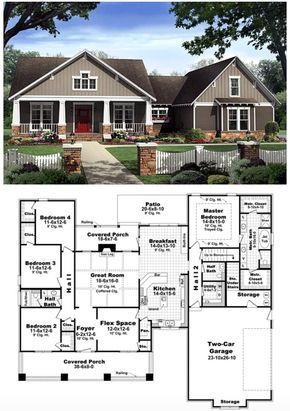 Bungalow Floor Plans | Bungalow Style Homes | Craftsman Bungalows | Click for the plan details (affiliate link) Floor Plans Bungalow, Bungalow Style Homes, Big Homes, Ts4 Builds, Farm Scenes, Bungalow Floor Plans, Craftsman Cottage, Lake Houses, Homes Decor