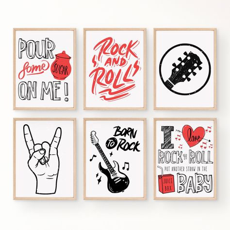 Rock N Roll Nursery, Rock N Roll Room, Rock And Roll Nursery, Bedroom Guitar, Rockstar Bedroom, Guitar Nursery, Rock N Roll Bedroom, Rock And Roll Room, I Love Rock And Roll