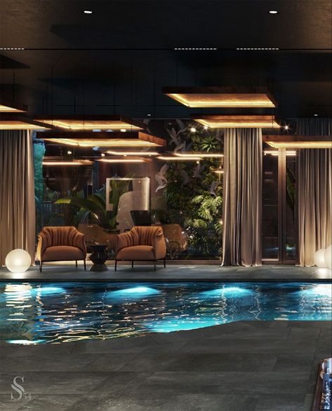 Luxury Pools Indoor, Decor Spa, Indoor Swimming Pool Design, Home Spa Room, Indoor Pool Design, Spa Interior Design, Piscina Interior, Indoor Swimming Pool, Spa Interior