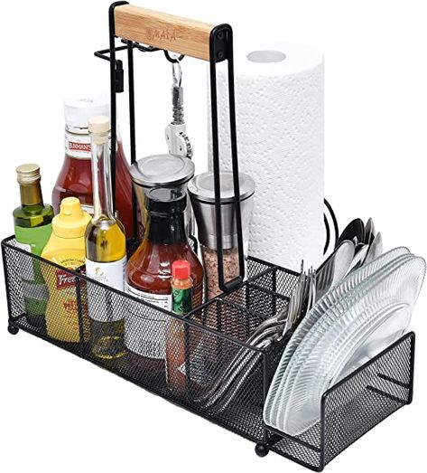 Grill Caddy, Silverware Caddy, Outdoor Plates, Camper Accessories, Condiment Caddy, Bbq Table, Utensil Caddy, Grilling Utensils, Outdoor Grills