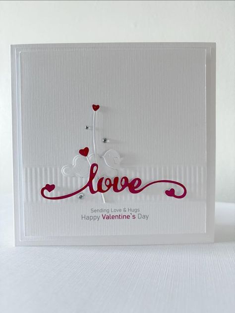 Clean and Simple Card Making | Valentine’s Card No 4 | Facebook Anniversary Cards Handmade, Birthday Card Design, Love Hug, Valentine Day Love, Simple Cards, Be My Valentine, Anniversary Cards, Valentines Cards, Happy Valentines Day