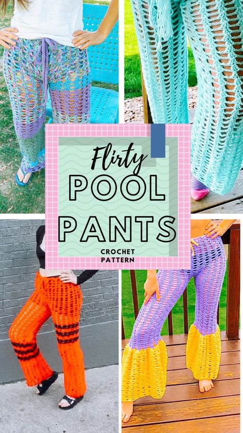 Crochet Beach Pants, Crochet Pant, Crochet Pants Pattern, Pants Pattern Free, Crochet Patterns Easy, Crocheted Clothing, Festival Crochet, Crocheted Clothes, Crochet Bottoms