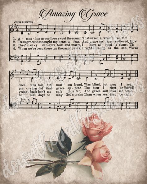 Vintage Amazing Grace Print Printable Vintage Sheet Music | Etsy Australia Lyrics Ideas, Amazing Grace Lyrics, Amazing Grace Sheet Music, Gospel Song Lyrics, Sheet Music Crafts, Hymn Wall Art, Hymn Art, Hymn Sheet Music, Hymn Music