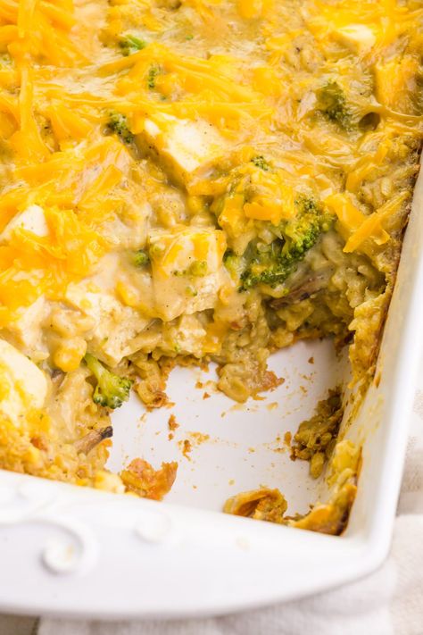 Vegan Tofu Casserole, Tofu Casserole Recipes, Broccoli Casserole Vegan, Vegan Dump And Bake, Tofu Casserole, Polenta Dishes, Broccoli And Tofu, Tofu Dinner Recipes, Vegan Casserole Recipes