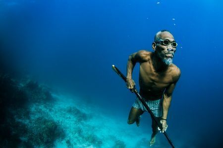 80 Year Old Bajau spear fisherman Photo by Caine Delacy — National Geographic Your Shot Bajau People, Summer Thunderstorm, Navy Diver, Ipanema Beach, Under The Water, Fishing Photography, Free Diving, Prospect Park, Photography Contests