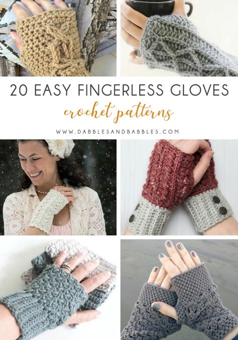 20 Easy Fingerless Gloves Crochet Patterns - Dabbles & Babbles Crochet Glove, Crochet Fingerless Gloves Free Pattern, Crochet Lemon, Crochet Wrist Warmers, Fingerless Gloves Crochet Pattern, Glove Pattern, Crochet Gloves Pattern, Cozy Crochet Patterns, Gloves Pattern