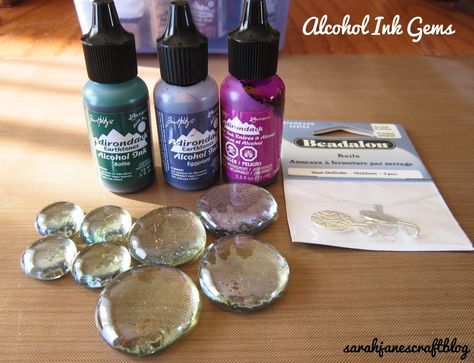 Sarah Jane's Craft Blog: Alcohol Ink Glass Gems Alcohol Ink Jewelry, Alcohol Ink Glass, Pasta Art, Sell Jewelry, Inexpensive Crafts, Alcohol Ink Crafts, Foil Tape, Ink Crafts, Diy Craft Tutorials