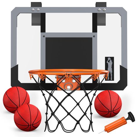 PRICES MAY VARY. [Dunk Like a Basketball Pro]- (NOTES: This item without the scoreboard) Door basketball hoop is designed with break-away rim with spring load, the maximum angle is up to 60°, which stimulates the real feeling of dunking! The high quality steel basketball hoop makes it strong enough to withstand the most powerful dunks without bending or breaking. [Easy To Install & Foldable Design]- Mini basketball hoop comes with all the necessary tools and detailed manuals so that you could ea Door Basketball Hoop, Birthday Gift Guide, Basketball Toys, Basketball Backboard, Mini Basketball Hoop, Mini Basketball, Mini Basketballs, Indoor Door, Toy Gifts