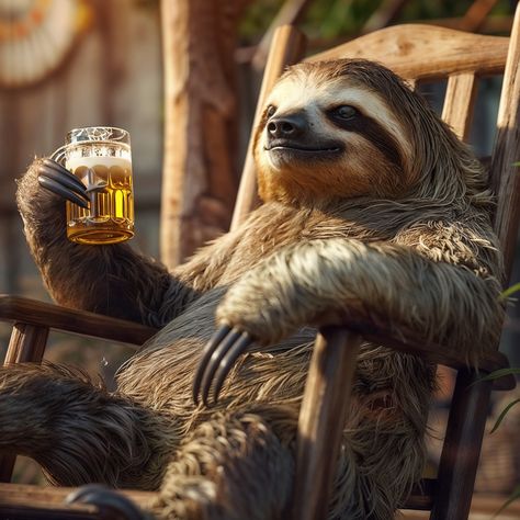 Slow down - take it easy 😌 🦥 Sloth mode on 🧘 #sloth #slothlove #slothlife #slowdown #beer #relax #stellatheaisloth #takeiteasy #aiart #ai #beer #stellatheaisloth #WeekendVibes #animallovers #ChillOut #stellathesloth Sloth Spirit Animal, Cookoo Bird, Sloth Life, Animal Dress Up, Sloth Bear, Swag Pics, Funny Sloth, Rainforest Animals, Sloth Lovers