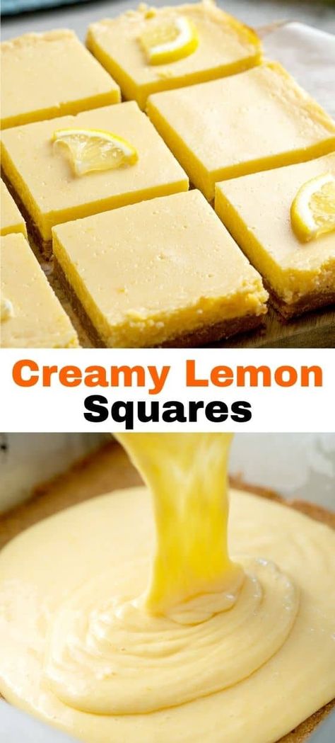 Creamy Lemon Desserts, Creamy Lemon Squares Recipe, Lemon Squares Recipe Easy, Lemon Squares Easy, Dessert Recipes Lemon, Creamy Lemon Squares, Virginia Recipes, Lemon Squares Recipe, Lemon Square