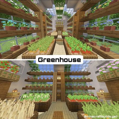 Minecraft Farm Ideas Greenhouse, Minecraft Underground Greenhouse, Minecraft Farm Greenhouse, Minecraft Building Ideas No Texture Pack, Animal Cage Minecraft, Minecraft Greenhouse Ideas Interior, Minecraft Greenhouse Interior, Greenhouse In Minecraft, Greenhouse Minecraft Ideas