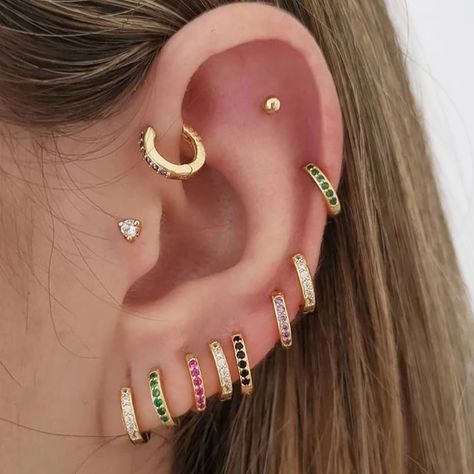 Minimal Helix Tragus Hoop Piercing Cartilage Earring for Women Round Colorful Zircon Ear Clip Buckle Tragus Hoop Piercing, Hoop Piercing, Tragus Hoop, Piercing Cartilage, Helix Hoop, Cartilage Earring, Conch Piercing, Earring For Women, Cartilage Earrings