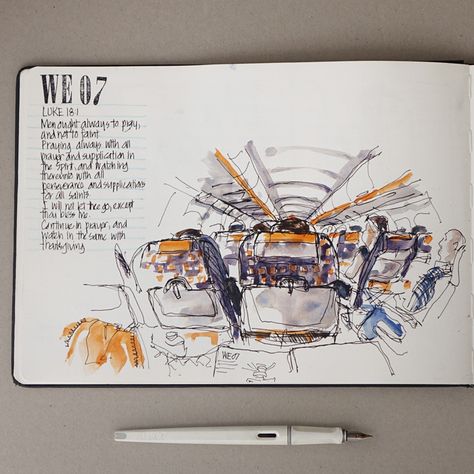 Flying with Fountain Pens Liz Steel, Travel Journal Scrapbook, Travel Art Journal, Travel Sketchbook, Sketch Journal, 11 November, Travel Journals, Architecture Drawing Art, Travel Sketches