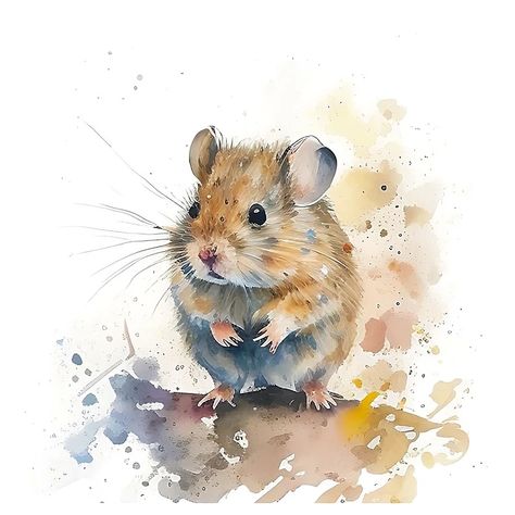 Mouse Watercolor Illustration, Wood Walker, Book Styling, Harvest Mouse, Mouse Drawing, Baby Painting, Cute Rats, Pet Mice, Mouse Rat