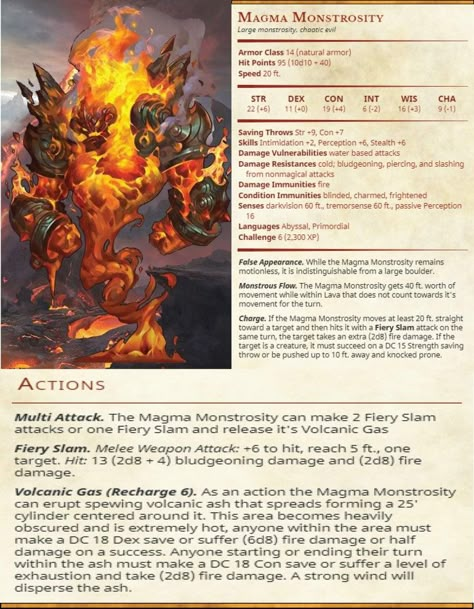 Fire Monsters Dnd, Plane Of Fire Dnd, Dungeons And Dragons Aesthetic, Dragons Aesthetic, Dnd Encounters, Dnd Enemies, Homebrew Monsters, Rpg Creatures, Dungeons And Dragons Races