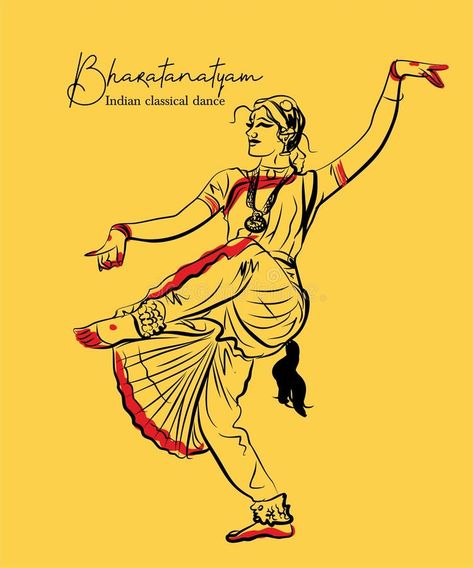 Indian classical dance Bharathanatiyam sketch or vector illustration. Illustration about classical, hindu, custome, bharatanatyam, gestures, includes, nrita, excellent - 164413436 Dance Event Poster, Malaysia Poster, Poster Reference, Indian Classical Dancer, Dance Vector, Dance Silhouette, Class Poster, Dancing Drawings, Indian Classical Dance