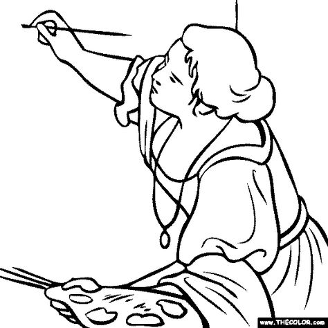 Artemisia Gentileschi - Allegoria Coloring Page Artemisia Gentileschi Tattoo, Artists Notebook, Linoprint Ideas, Famous Art Coloring, Famous Painters, Artemisia Gentileschi, Pages To Color, Colored Pictures, Paint Brush Art