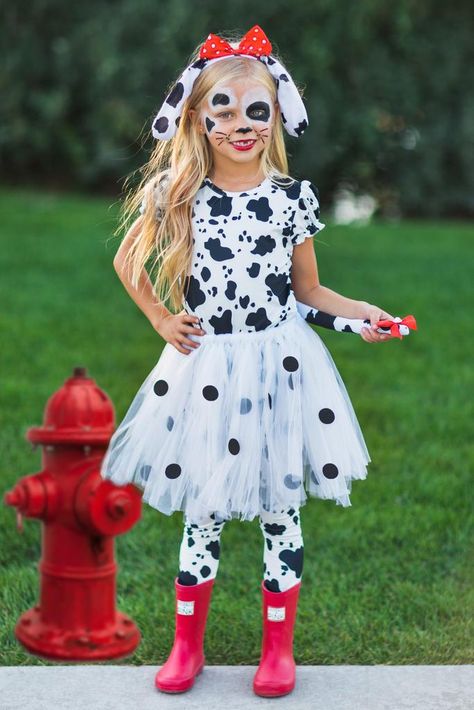 Dalmatian Costume Toddler Girl, Halloween Costumes For Little Kids Girl, Chocolate Halloween Costume, Toddler Girl Dalmation Costume, Home Made Halloween Costumes Kids, Cool Kids Halloween Costumes, Puppy Halloween Costume For Kids, Toddler Dalmation Costume Girl, Cute Toddler Halloween Costumes Girl