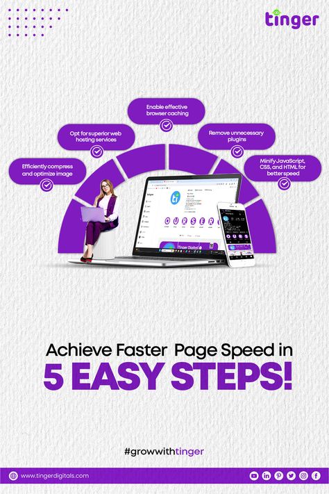 Achieve Faster  Page Speed in  5 easy steps!  #socialmedia #marketing #socialmediamarketing #digitalmarketing #instagram #branding #business #marketingdigital #seo #design Seo Poster Design, Islamic Asthetics, Simple Infographic Design, Typography Corporate, Hiring Marketing, Seo Design, Magazine Design Cover, Digital Marketing Infographics, Flat Logo Design