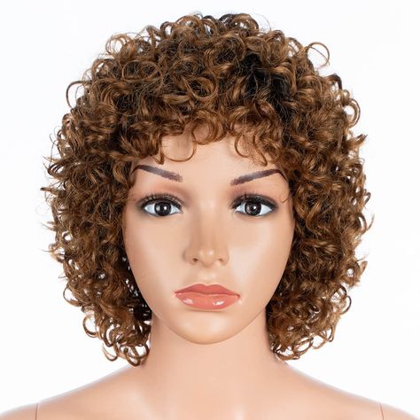 PRICES MAY VARY. 【High-Quality Human Hair Wigs】100% Unprocessed Brazilian virgin human hair wigs, smooth and healthy, silky and soft touch, tangle free, last long time 【Colored Curly Wig with Bangs】8" short curly wigs, timeless classic style, cute pretty curls, multi-colors for choice, you'll get a lot of compliments wearing this wig 【Low Maintainance & Natural Looking】Just combing it with fingers and a large tooth comb, easy to maintain & very stylish, perfect for women who are pressed for time Short Curly Crochet Hair Wigs Buy, Nappy Hair Wigs, Short Fluffy Hair Wigs, Short Hair Human Hair Wigs, Hair Cuts 2022 Trends Medium With Bangs Curly, Peruvian Human Hair Wigs, Curly Fluffy Wigs, Medium Length Curly Hair Wigs, Rose Curly Wig