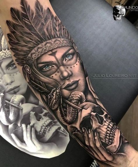 Arm Tattoos For Guys Forearm, Headdress Tattoo, 30 Tattoo, Wolf Tattoo Sleeve, Skull Sleeve Tattoos, Stylish Tattoo, Forarm Tattoos, Wrist Tattoos For Guys, Tattoo Inspiration Men