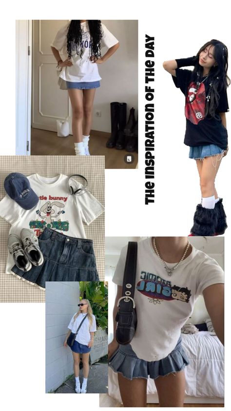 An inspirational outfit to wear over  summer spring. skirt with oversized T-shirt always looks the best Shirt And Mini Skirt Outfit, Mini Skirt Oversized Shirt, Shirt And Mini Skirt, Spring Skirt, Navy Blue Skirt, Oversize T Shirt, Oversized T Shirts, Miniskirt Outfits, Blue Skirt