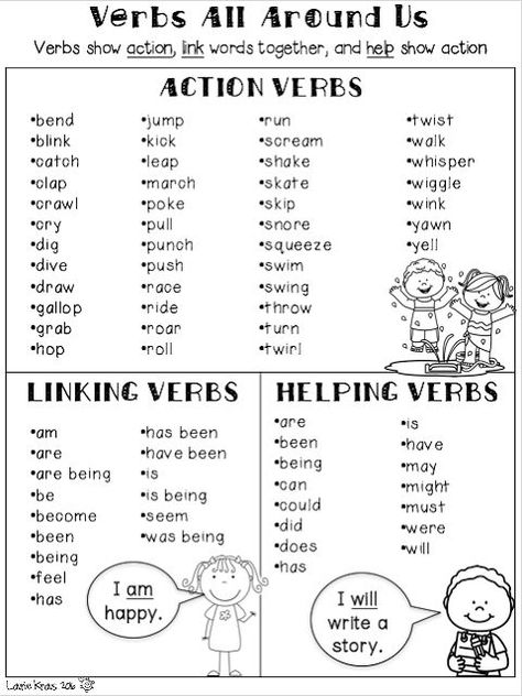 Teaching Verbs, Verbs Activities, Linking Verbs, Helping Verbs, Writing Anchor Charts, 4th Grade Writing, Verb Worksheets, Grammar Skills, Grammar Activities