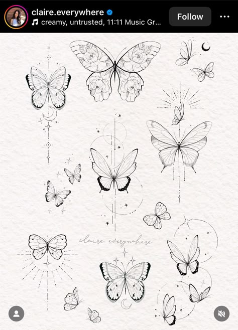 Universe Butterfly, Fineline Flowers, Dainty Tats, Ny Tattoo, Borboleta Tattoo, Dainty Tattoo, Patchwork Tattoos, Twin Tattoos, Unique Butterfly Tattoos