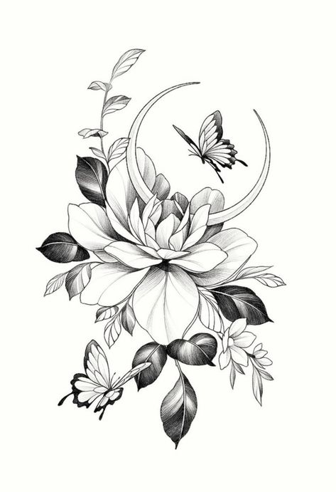 Tattoo Areas, Flower Tattoo Drawings, Floral Tattoo Sleeve, Eagle Tattoo, Dagger Tattoo, Feminine Tattoo, Floral Tattoo Design, Knee Tattoo, White Drawing