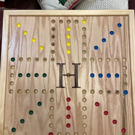 Wahoo Game Board With Marbles, Old Fashioned Game Board, Wahoo Board, Aggravation Board, Bump Board, Solid Wood Game Board, Games for Family - Etsy Wahoo Board, Board Games For Family, Old Fashioned Games, Red Mahogany Stain, Marble Bag, Special Walnut Stain, Marble Games, Marble Board, Construction Ideas