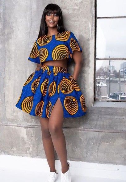 Ankara Dress Styles Short, Blouse Ankara Styles, Adire Gown Styles, Ankara Tops With Jeans, Ankara Two Piece, Women African Fashion, Skirt And Blouse Ankara, Ankara Skirt Styles, Ankara Bags