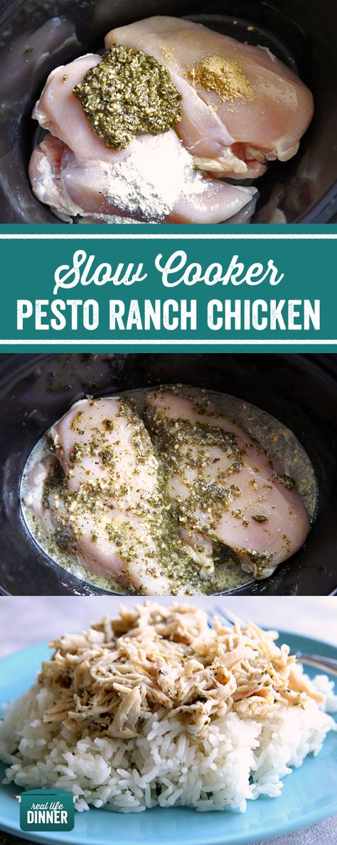 Crockpot Pesto Chicken, Pesto Ranch Chicken, Creamy Chicken Recipes, Easy Crockpot Chicken, Healthy Chicken Recipes Easy, Desserts Healthy, Chicken Easy, Blueberry Desserts, Instant Pot Recipes Chicken