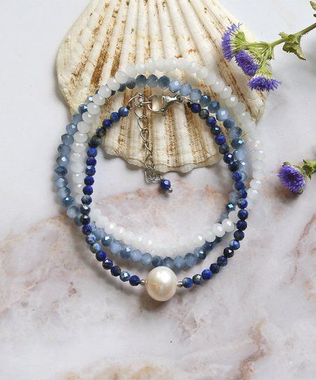 Sapphire Beaded Bracelets With Natural Round Beads, Crystal Bracelets Diy, Gem Accessories, Gemstones Bracelets, Pearl Beaded Bracelet, Lapis Lazuli Bracelet, Bracelet Pearl, Multi Strand Bracelet, Bracelet Dainty