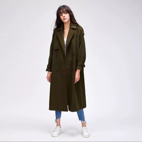 Casual Wool Blend Trench Coat, X-Long Coat With Belt Trench Coats Women Long, Oversized Trench Coat, Womens Black Pants, Wool Trench Coat, Oversize Women, Long Trench, Long Trench Coat, Woolen Coat, High Fashion Street Style