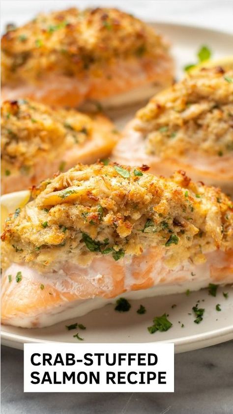 Crab Stuff Salmon Recipes, Crab Stuffing, Crab Stuffed Salmon, Cooking Crab, Cajun Crab, Stuffed Salmon, Crab Meat Recipes, Crab Stuffed, Low Fat Low Carb