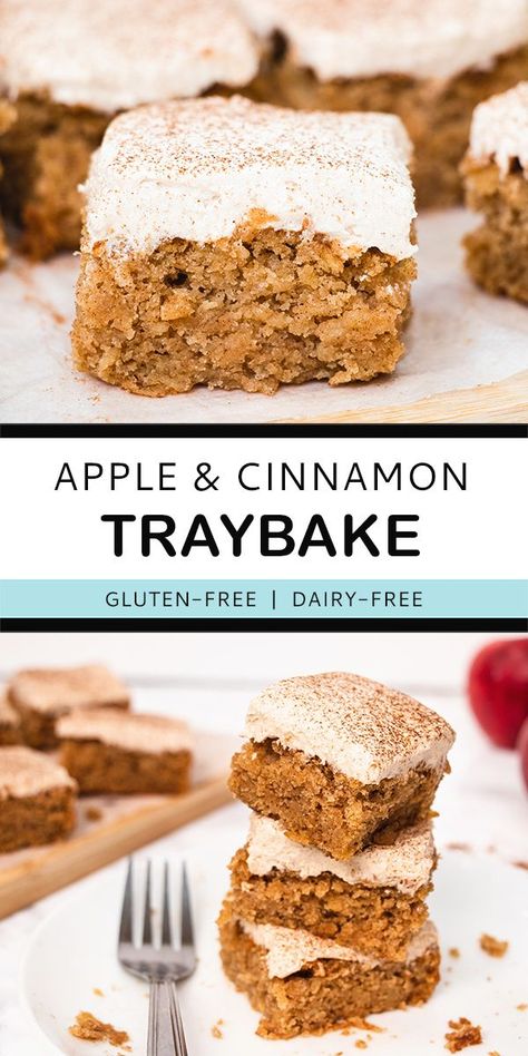 Gluten Free Traybake Recipes, Dessert Recipes Dairy Free, Fodmap Sweets, Dairy Free Icing, Gluten Free Desserts Healthy, Dairy Free Baking, Gluten Free Apple, Easy Cakes, Apple And Cinnamon