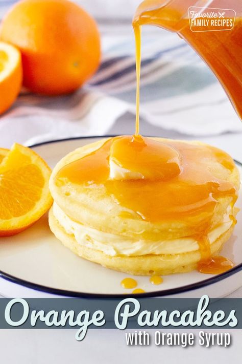 Orange Pancakes Recipes, Orange Pancakes, Easy Lunch Box Recipes, Homemade Pancake Mix, Peanut Butter Pancakes, Greek Yogurt Pancakes, Orange Syrup, Homemade Sauce Recipes, Pancake Recipes