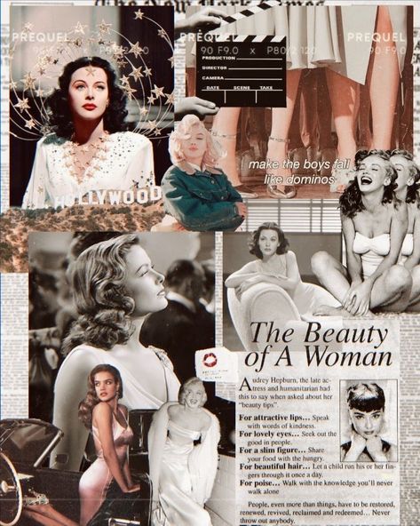 @menina.made instagram, Old Hollywood Collage Golden Hollywood Aesthetic, Golden Age Of Hollywood Aesthetic, Vintage Hollywood Aesthetic, Hollywood Collage, Hollywood Glamour Aesthetic, Glam Wallpaper, Old Hollywood Aesthetic, 50s Aesthetic, Hollywood Magazine