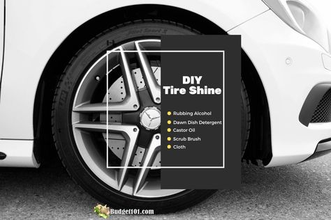 natural tire shine recipe Homemade Tire Shine, Tire Shine, Bucket Filling, Strong Hand, Dish Detergent, Scrub Brush, Car Cleaning Hacks, Rubbing Alcohol, Diy Homemade