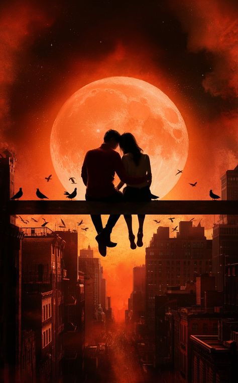 Lover Pic, Romantic Sunset Couple, Fantasy Romance Art, Moon Lights, Good Morning Coffee Images, Romantic Wallpaper, Romantic Paintings, Good Night Love Images, Mecca Wallpaper