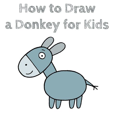 How to Draw a Donkey for Kids #Donkey #Animals #AnimalsDrawing #AnimalDrawing #Horse #Mule #Hinny #Sketch #Sketching #Art #Artwork Donkey Template Free Printable, Dreadlocks Hairstyles For Women, Wonky Donkey, Donkey Drawing, Elementary Drawing, Dreadlocks Hairstyles, Sketching Art, Draw Easy, Start Drawing