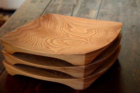 Wood Plates, Wooden Dishes, Wood Plate, Wood Artist, Wood Turning Projects, Wooden Utensils, Mt Fuji, Wooden Plates, Square Plates